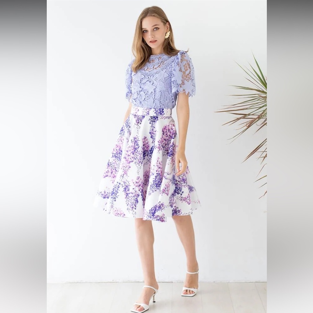 Chicwish ENCHANT ME WISTERIA FLARE MIDI SKIRT